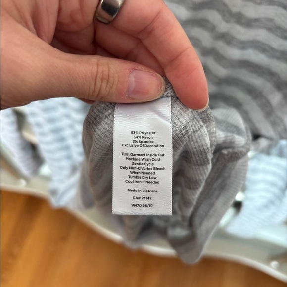 Talbots Light Gray Striped Long Sleeve Top - Picture 4 of 4